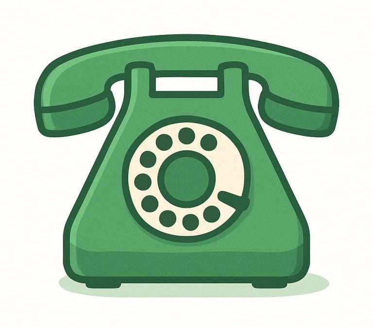 Dibujo de un teléfono clásico con disco rotatorio.