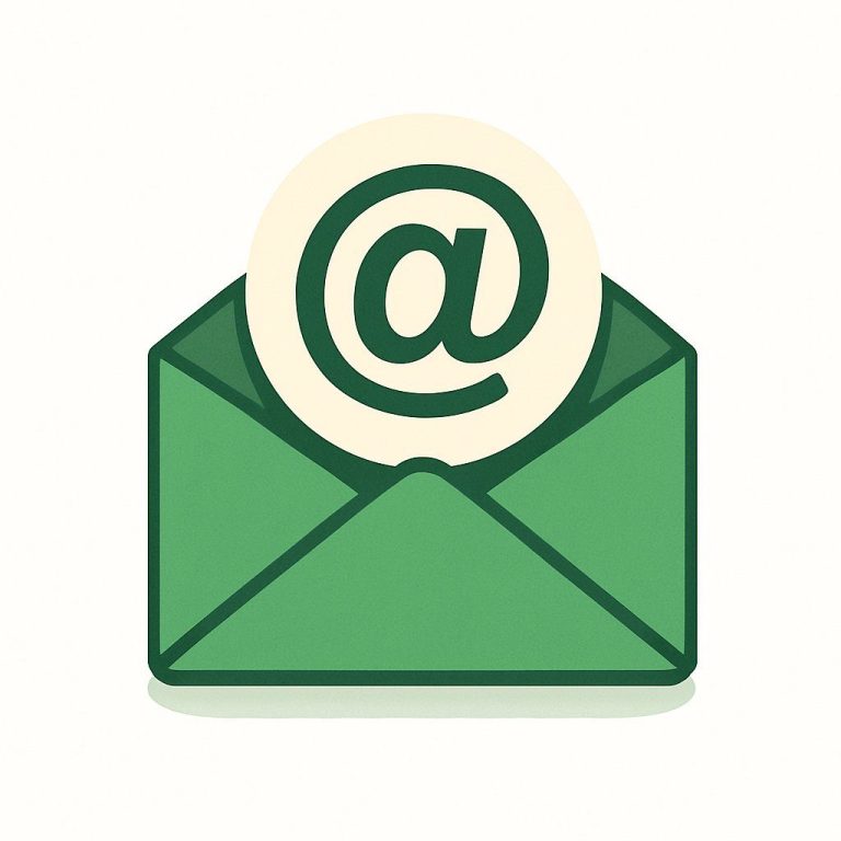 Imagen de un sobre postal abierto, del que sale una arroba.